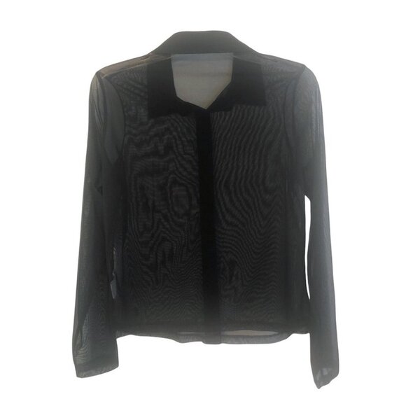 NWOT Sheer Long Sleeve Blouse Black Ladies  Med - Picture 2 of 7